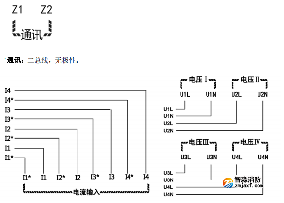 四川海灣GST-DJ-D44C交流單相電壓電流傳感器（四路電壓、四路電流）安裝接線端子說明